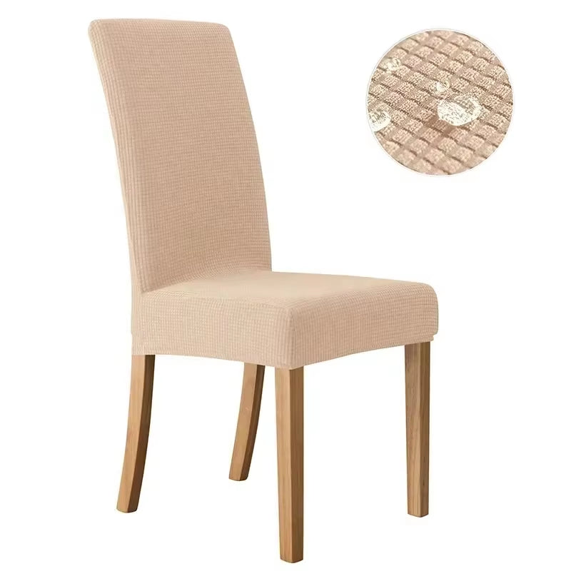 Waterproof Adjustable Chair Covers Set Dining Room Stretch Jacquard Spandex Seat Slipcover Removable High Back Chairs Cover
