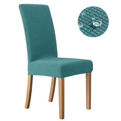 Waterproof Adjustable Chair Covers Set Dining Room Stretch Jacquard Spandex Seat Slipcover Removable High Back Chairs Cover