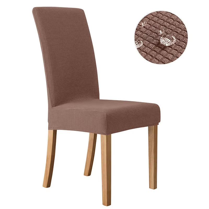 Waterproof Adjustable Chair Covers Set Dining Room Stretch Jacquard Spandex Seat Slipcover Removable High Back Chairs Cover