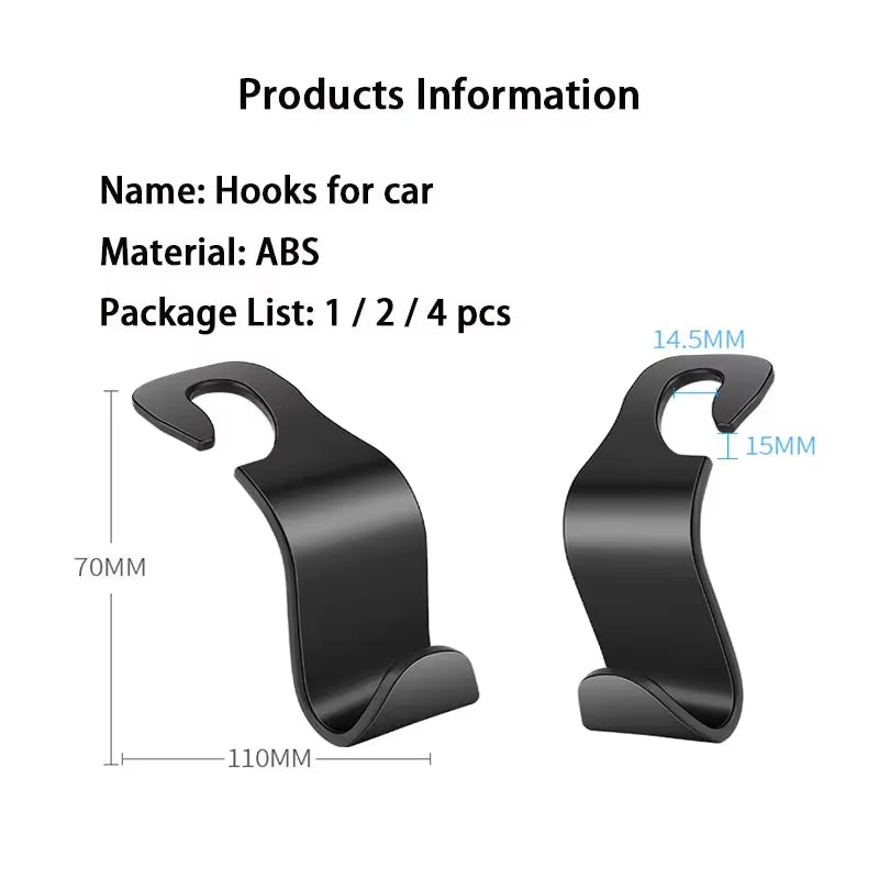 1 Pc Universial Car Storage Hooks Headrest Hooks Car Seat Hanger Hook Organizer Plastic Storage Holder for Handbag Purse