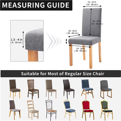 Waterproof Adjustable Chair Covers Set Dining Room Stretch Jacquard Spandex Seat Slipcover Removable High Back Chairs Cover