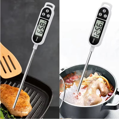 Food Thermometer Digital Real-Time Reading Meat and Beverage Thermometer with LCD Display and Probe Electronic Kitchen Thermomet