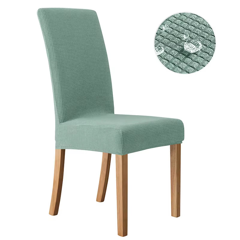 Waterproof Adjustable Chair Covers Set Dining Room Stretch Jacquard Spandex Seat Slipcover Removable High Back Chairs Cover