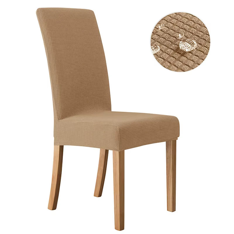 Waterproof Adjustable Chair Covers Set Dining Room Stretch Jacquard Spandex Seat Slipcover Removable High Back Chairs Cover