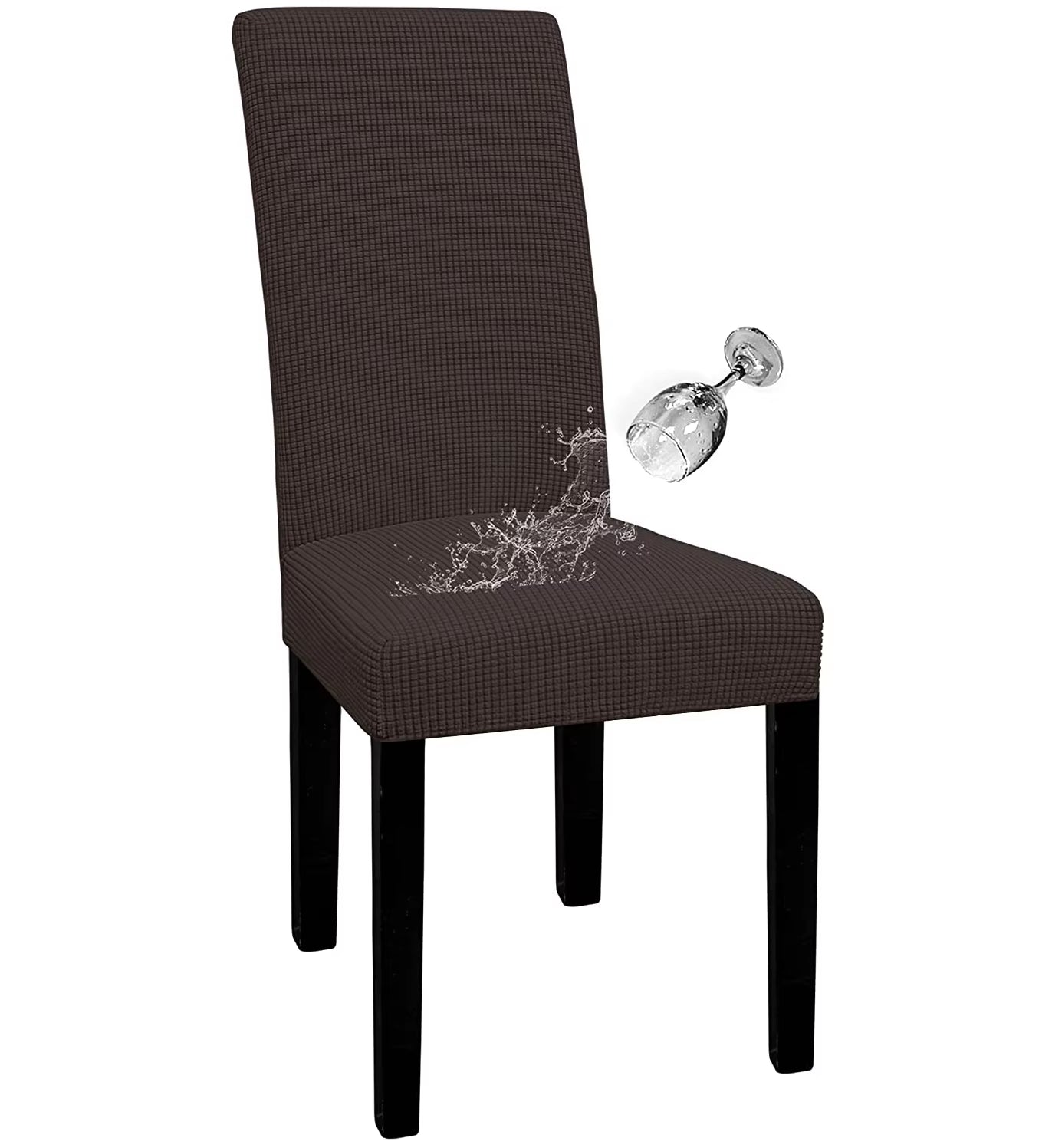 Waterproof Adjustable Chair Covers Set Dining Room Stretch Jacquard Spandex Seat Slipcover Removable High Back Chairs Cover