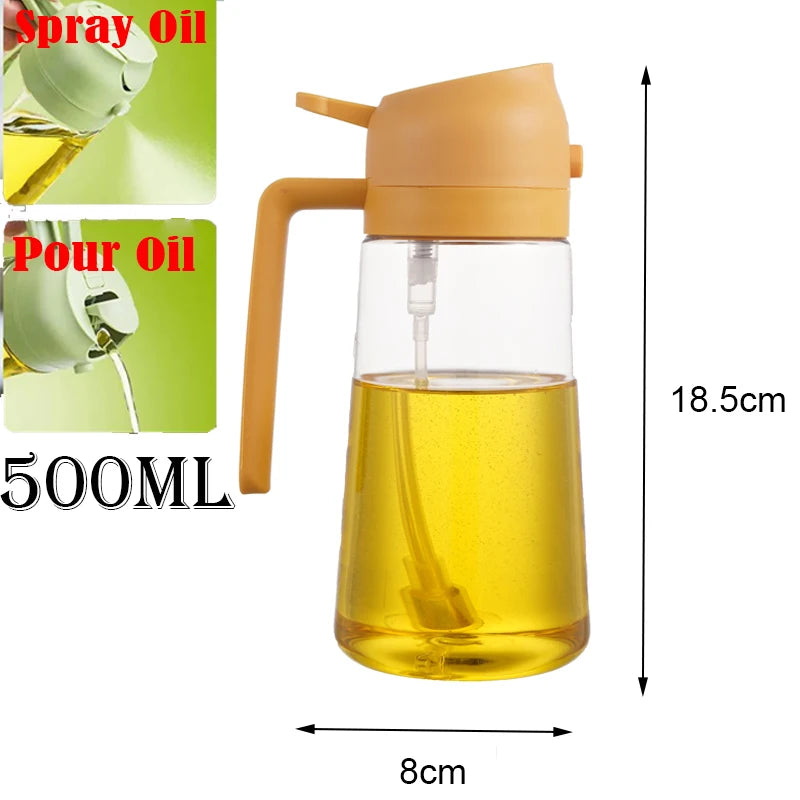 2In1 500Ml Plastic Spray Oil Sprayer Bottle Spray Oil Dispenser Oil Jar Cruet BBQ Kitchen Baking Roasting Picnic Kitchen Tool