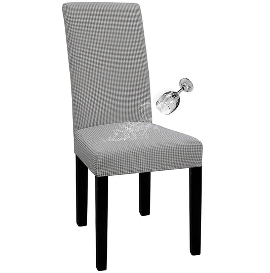 Waterproof Adjustable Chair Covers Set Dining Room Stretch Jacquard Spandex Seat Slipcover Removable High Back Chairs Cover