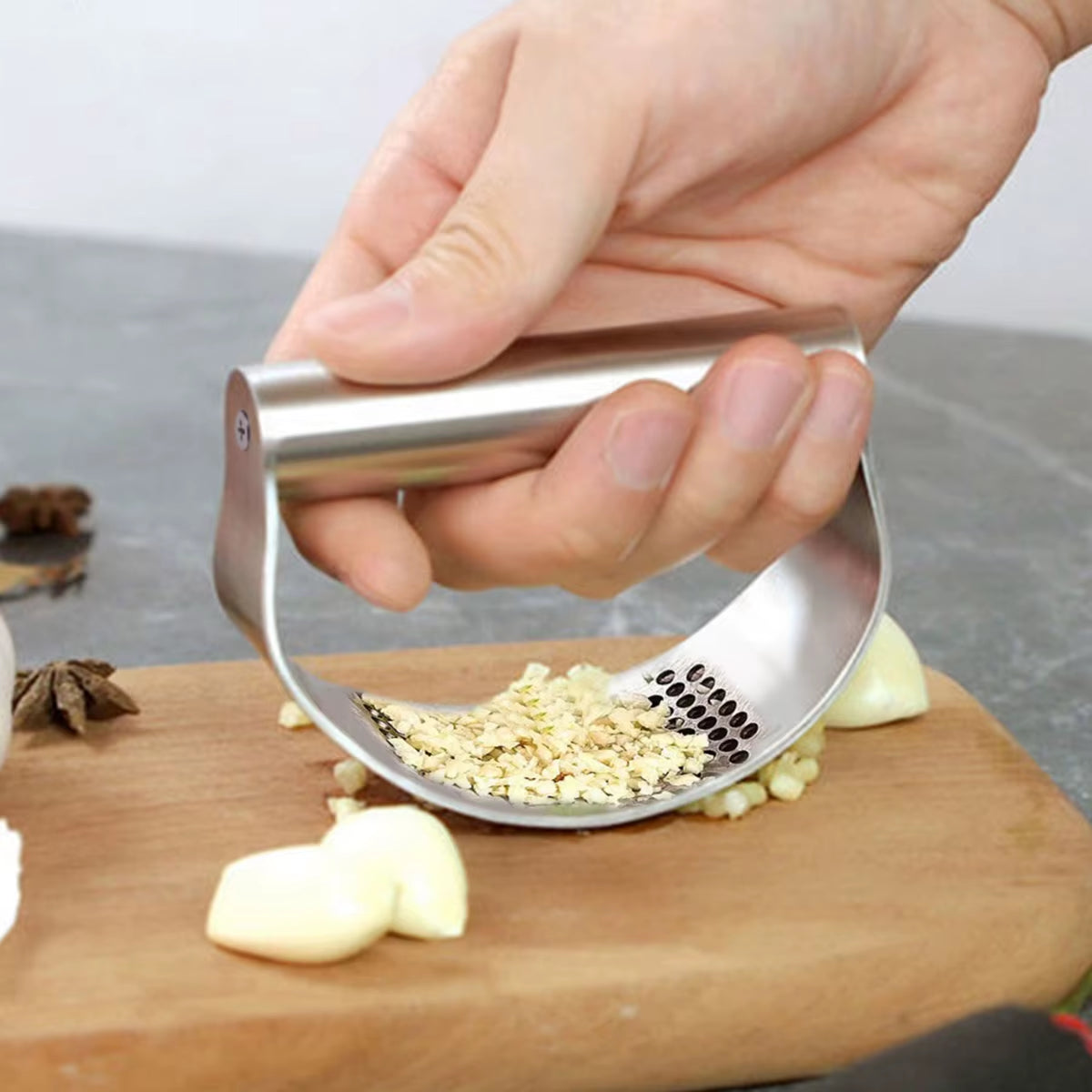 Manual Stainless Steel Garlic Press, Garlic Chopped Ginger Crusher for Fruit Vegetable Tools Kitchen Accessories