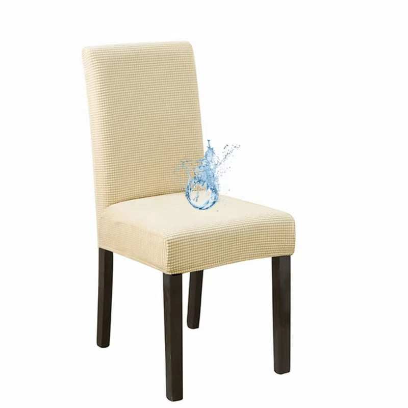 Waterproof Adjustable Chair Covers Set Dining Room Stretch Jacquard Spandex Seat Slipcover Removable High Back Chairs Cover