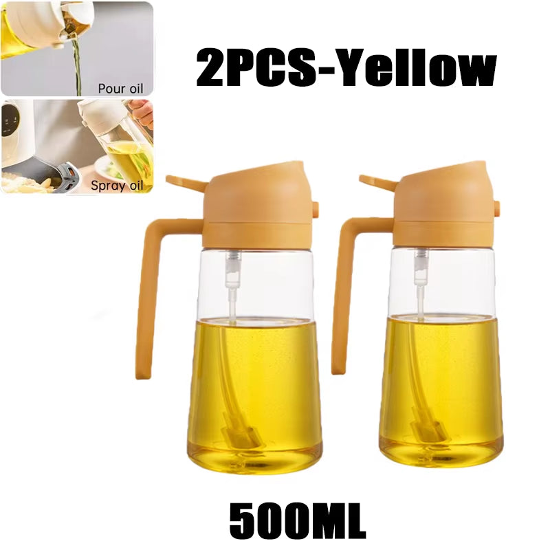 2In1 500Ml Plastic Spray Oil Sprayer Bottle Spray Oil Dispenser Oil Jar Cruet BBQ Kitchen Baking Roasting Picnic Kitchen Tool