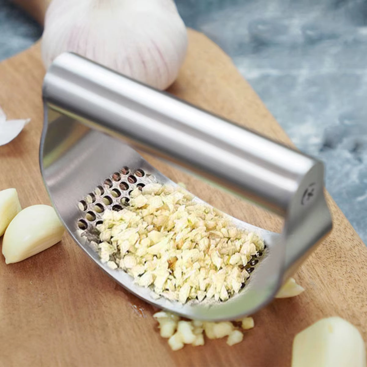 Manual Stainless Steel Garlic Press, Garlic Chopped Ginger Crusher for Fruit Vegetable Tools Kitchen Accessories