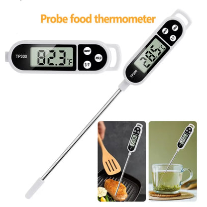 Food Thermometer Digital Real-Time Reading Meat and Beverage Thermometer with LCD Display and Probe Electronic Kitchen Thermomet