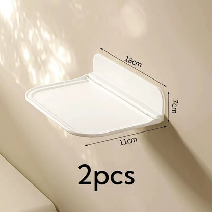 Folding Wall Mounted Shelf Saving Space Foldable Storage Rack Punch-Free Phone Holder Wifi Router Storage Tray Bathroomorganizer