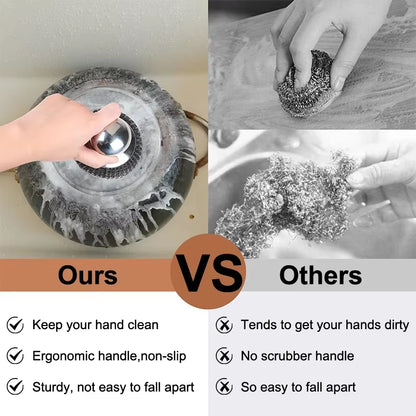 Stainless Steel Kitchen Pot Brush with Ergonomic Handle Wire Ball Cleaning Tools Home Kitchen Dish Washing Accessories