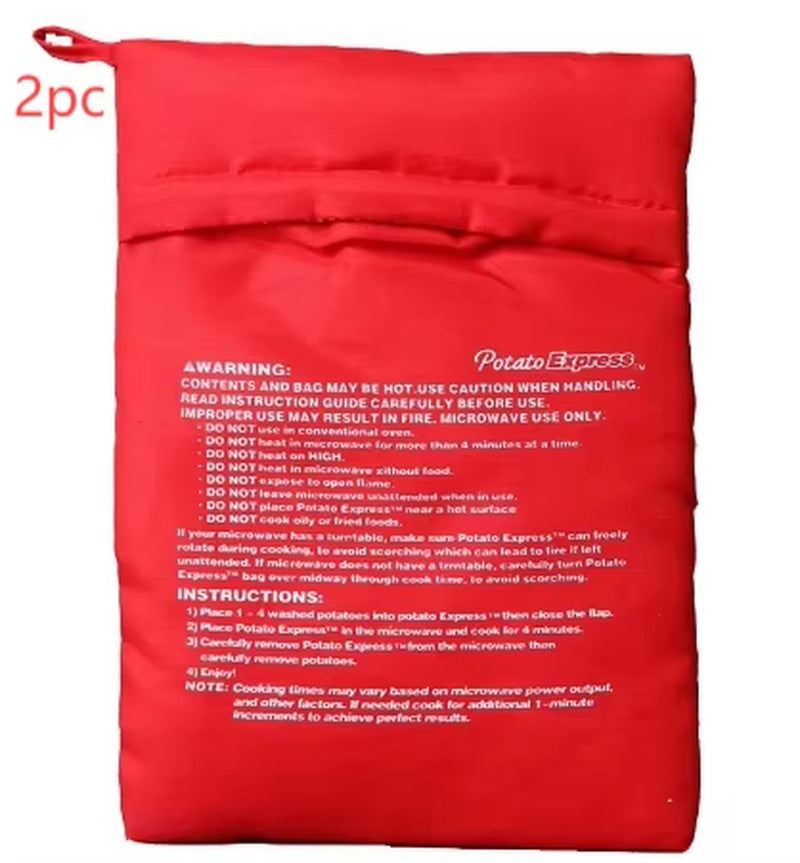 Microwave Potato Bag Reusable Express Microwave Potato Cooker Bag Baked Potato Cooker Perfect Potatoes 4 Minutes Red Baked Pouch