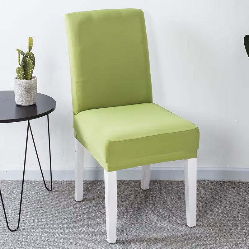 Dining Room Lycra Spandex Chair Cover Stretch White Chair Seat Slip Cover Removable for Kitchen Restaurant Chair Covers Wedding